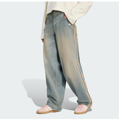 阿迪达斯Adidas三叶草25秋款女士牛仔时尚休闲运动长裤 JY2868