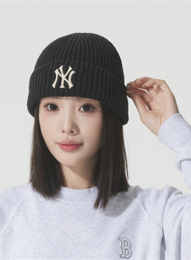 MLB男女毛线帽情侣刺绣LOGO做旧25冬款保暖休闲针织帽3ABNB0656