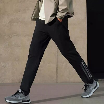 阿迪达斯26春款李现同款运动休闲三条纹抓绒男子梭织长裤 KA1301