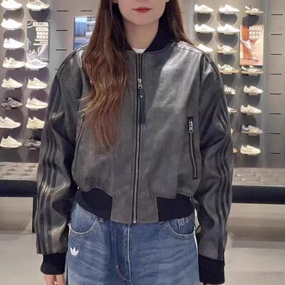 阿迪达斯男女款25秋款皮质棒球服夹克棉服 KC2656 KC2655 KC2653