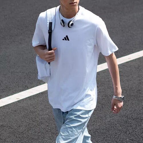 阿迪达斯短袖男装2026春季新款M SL SJ 纯棉运动休闲T恤 JF1092