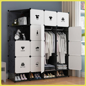 简易衣柜结实耐用推拉门布衣柜宿舍单人组装 塑料挂衣橱出租房柜子