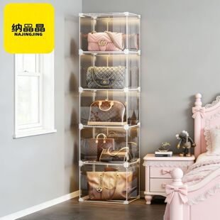 包包收纳神器家用陈列柜存放衣柜子防尘透明展示柜落地式的收纳柜