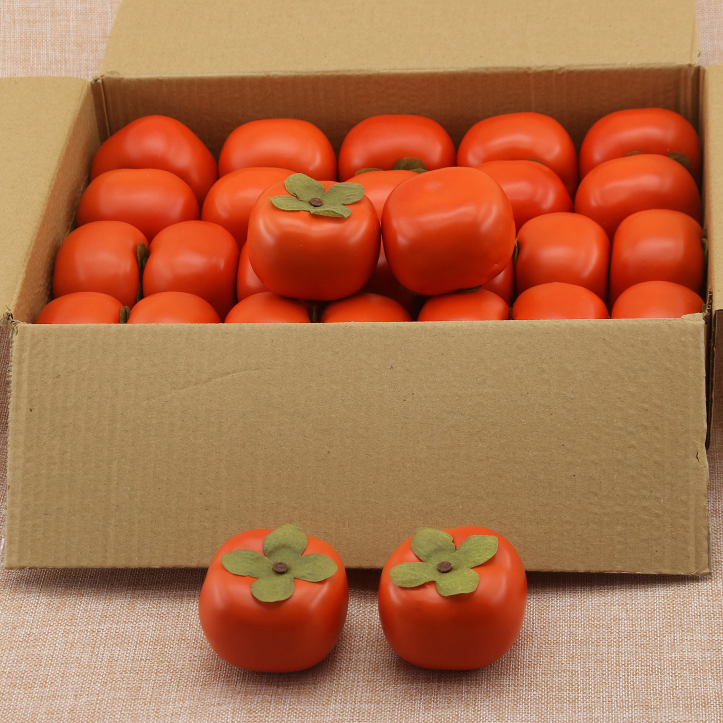 仿真水果加重柿子装饰品食物模型假蔬菜卖场堆叠造景摆设拍摄道具