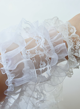 白色弹力百打褶皱荷叶木耳蕾丝花边松紧丝带辅料洛克娃衣领口配饰