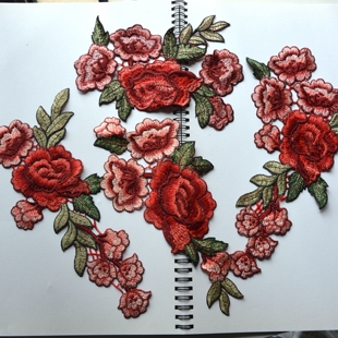 手缝大号民族中式刺绣点缀床单衣服花朵布贴补丁贴手工材diy辅料