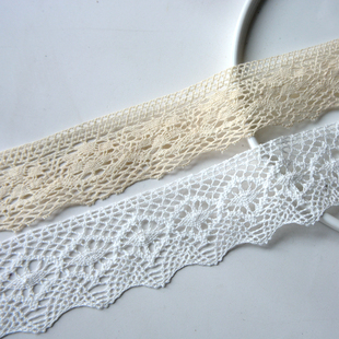 4cm白纯棉布线镂空蕾丝花边带条窗帘桌布艺拼布装 饰手工diy材辅料
