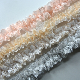 3cm绿抽皱缩密褶荷叶木耳蕾丝花边娃衣大肠圈洋时装袖口抱枕diy