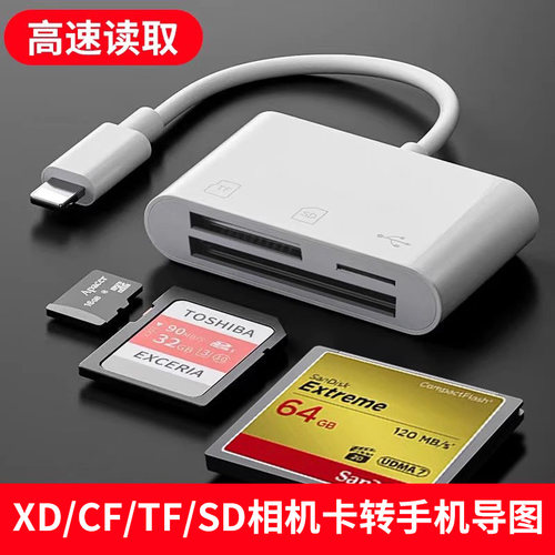 CF卡读卡器多合一苹果手机sd转换iPhone专用高速ms存储xd多功