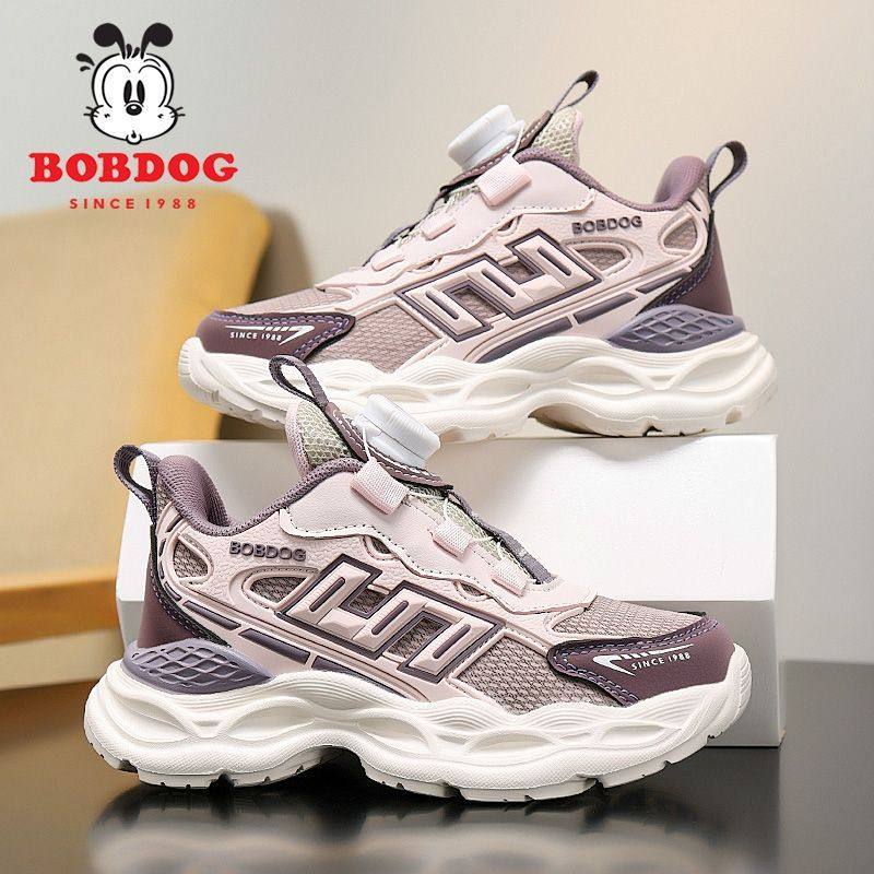 巴布豆儿童网面运动鞋2025秋冬季皮面男童旅游鞋女孩休闲鞋透气