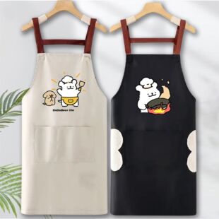 大厨小狗情侣款围裙厨房家用新款防水防油背带春秋季薄款防水防油