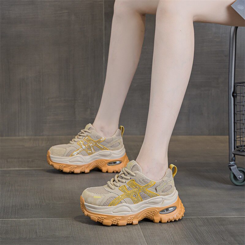 小个子厚底老爹鞋女2025新款休闲时尚百搭网红内增高轻便运动潮鞋