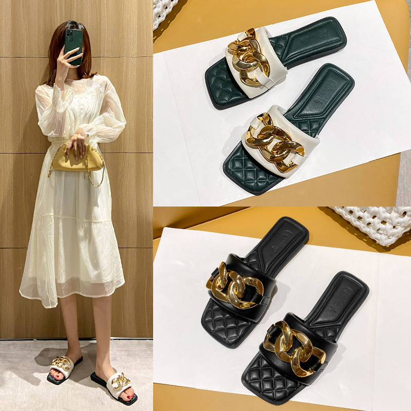 羊皮拖鞋女网红2022年新款夏季真皮一字拖鞋女夏外穿时尚沙滩鞋