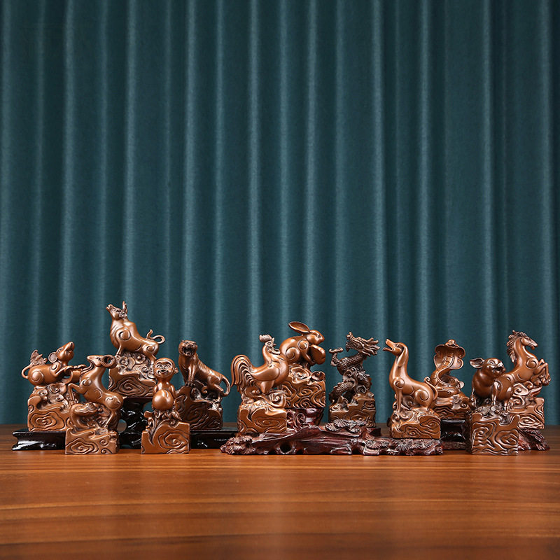 紫铜祥云十二生肖摆件 家居办公室桌面生肖工艺品装饰礼品摆设