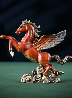 彩铜小飞马摆件家居办公室桌面装饰铜马工艺品迷你创意开业小礼品