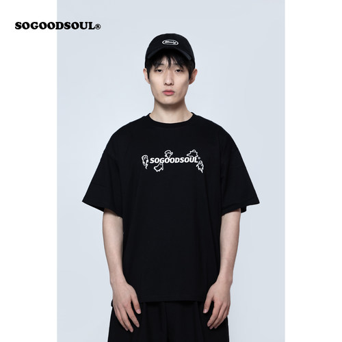 sogoodsoul幽灵印花国潮短袖