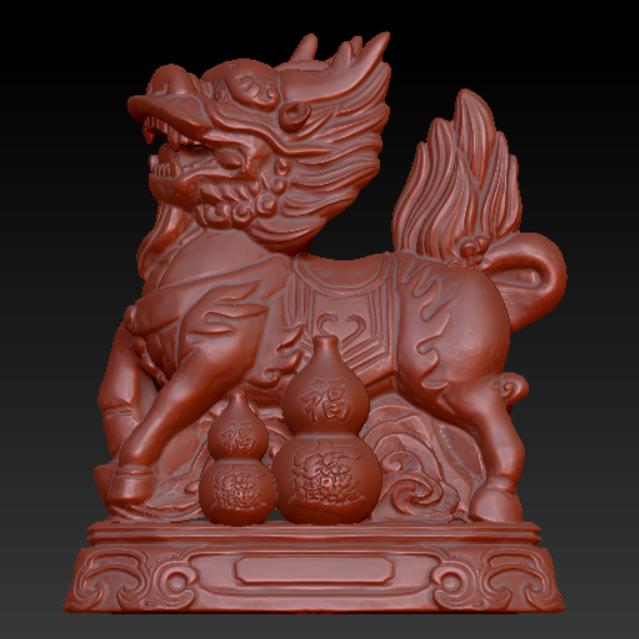 3D打印麒麟站立体图摆件圆雕图风水摆件神兽STL麒麟立体机雕图图片