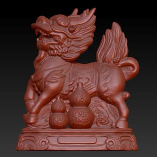 3D打印麒麟站立体图摆件圆雕图风水摆件神兽STL麒麟立体机雕图