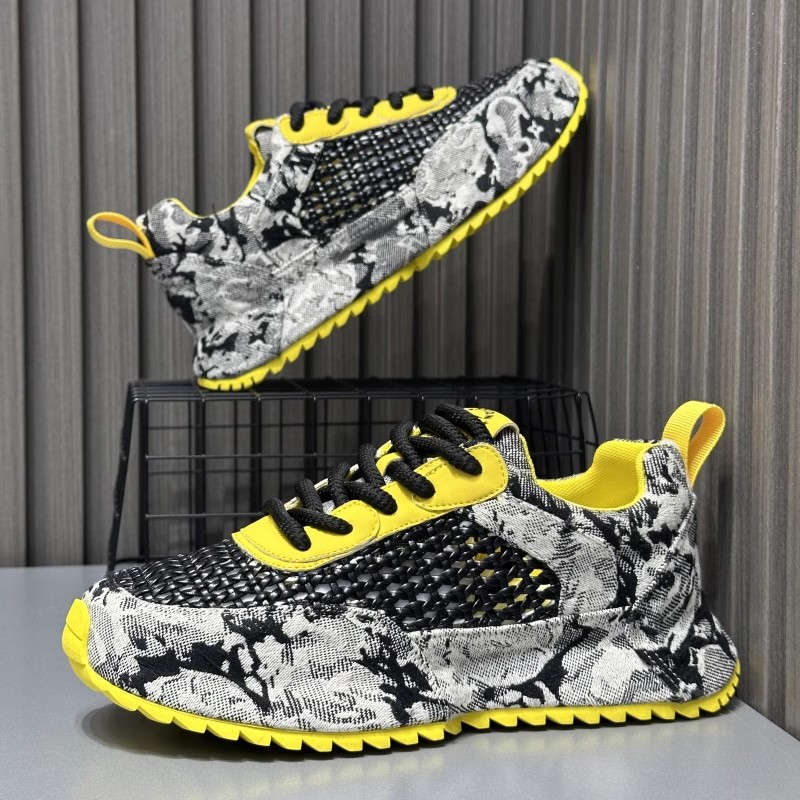 镂空编织网面透气厚底复古老爹鞋