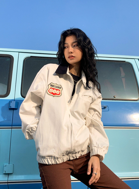 ThrillsCrew国潮盾牌标666毛巾绣宽松夹克外套男街头复古情侣上衣