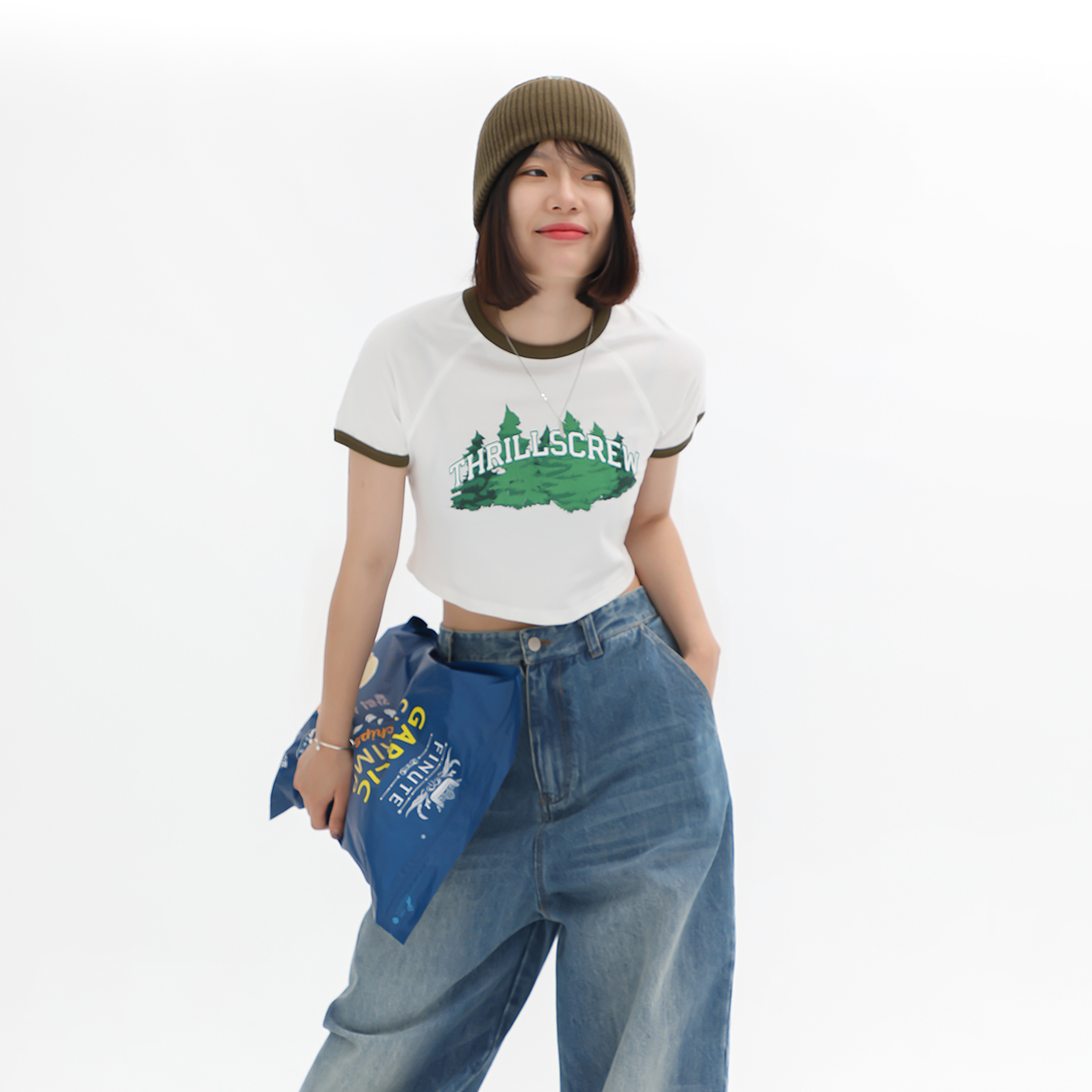 短袖辣妹露脐全棉女生