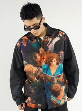 ThrillsCrew被孤立的女人主题街头休闲宽松印花长袖衬衫