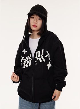 ThrillsCrew星星字母毛巾绣连帽卫衣重磅宽松廓形男开衫外套春季