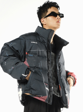 THRILLSCREW复古白鸭绒立领短款休闲男冬外套700蓬加厚羽绒服潮牌