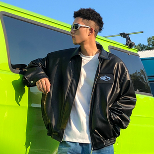 机车复古皮衣男潮流保暖加厚情侣夹克 ThrillsCrew液化金属牌经典