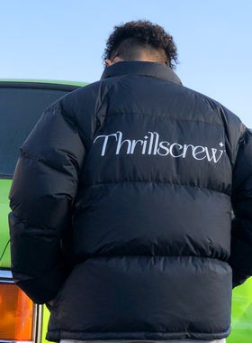 THRILLSCREW加厚面包服700蓬宽松羽绒服国潮印花立领休闲外套冬季