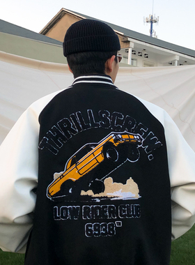 ThrillsCrewLowRider复古汽车刺绣宽松西海岸美式棒球服夹克外套