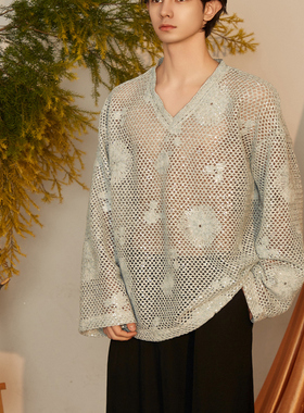 ADD STUDIO 25 S/S 针织镂空编织花朵亮片套头衫
