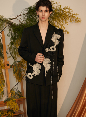 ADD STUDIO 24 S/S 手工缝制坠落珍珠西装外套