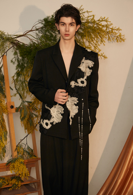 ADD STUDIO 24 S/S 手工缝制坠落珍珠西装外套