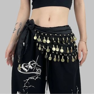 新款 饰女运动jazz亮片腰搭腰带潮 街舞潮牌腰链金币爵士臀巾屁帘装