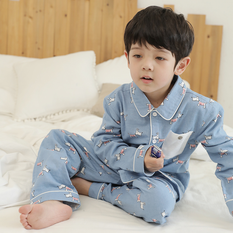 男童睡衣春秋长袖磨毛居家保暖