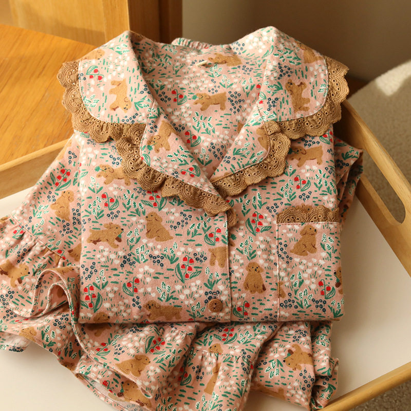 睡衣女秋冬纯棉磨毛碎花亲肤复古萌宠小狗甜美长袖长裤家居服套装,女士内衣/男士内衣/家居服,睡衣/家居服套装,淘宝优惠券,粉丝福利购,淘宝优惠卷