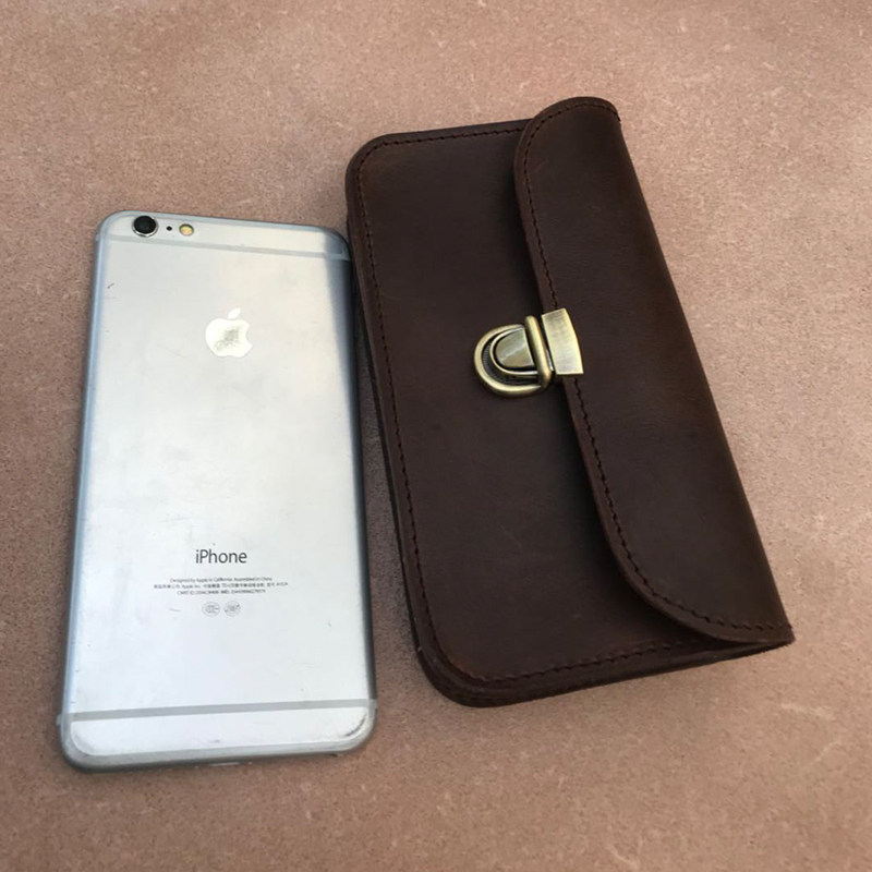 真皮手机包 小河家正品 疯马皮穿皮带钱包 多功能大容量携带方便