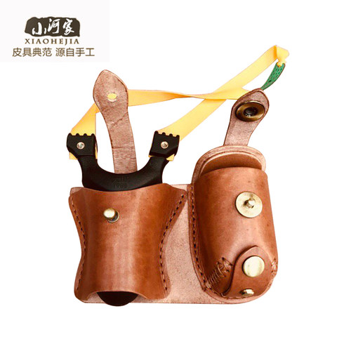 小河家正品牛皮真皮弹弓钢珠包一体包手工定制强磁下开口钢珠腰包