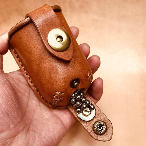 小河家真皮手工钢珠包自动出弹强磁下开口带钢夹腰包 - 封面