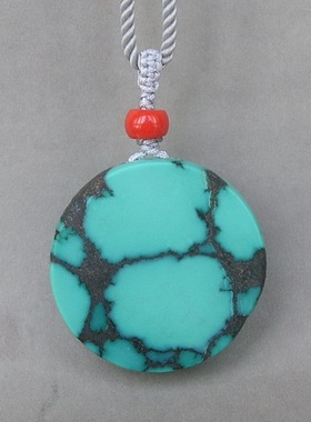 高瓷纯天然原矿绿松石平安扣项链