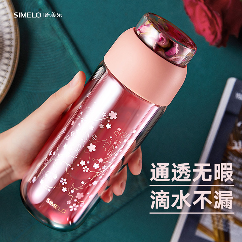 simelo玻璃茶水分离杯办公耐高温图片