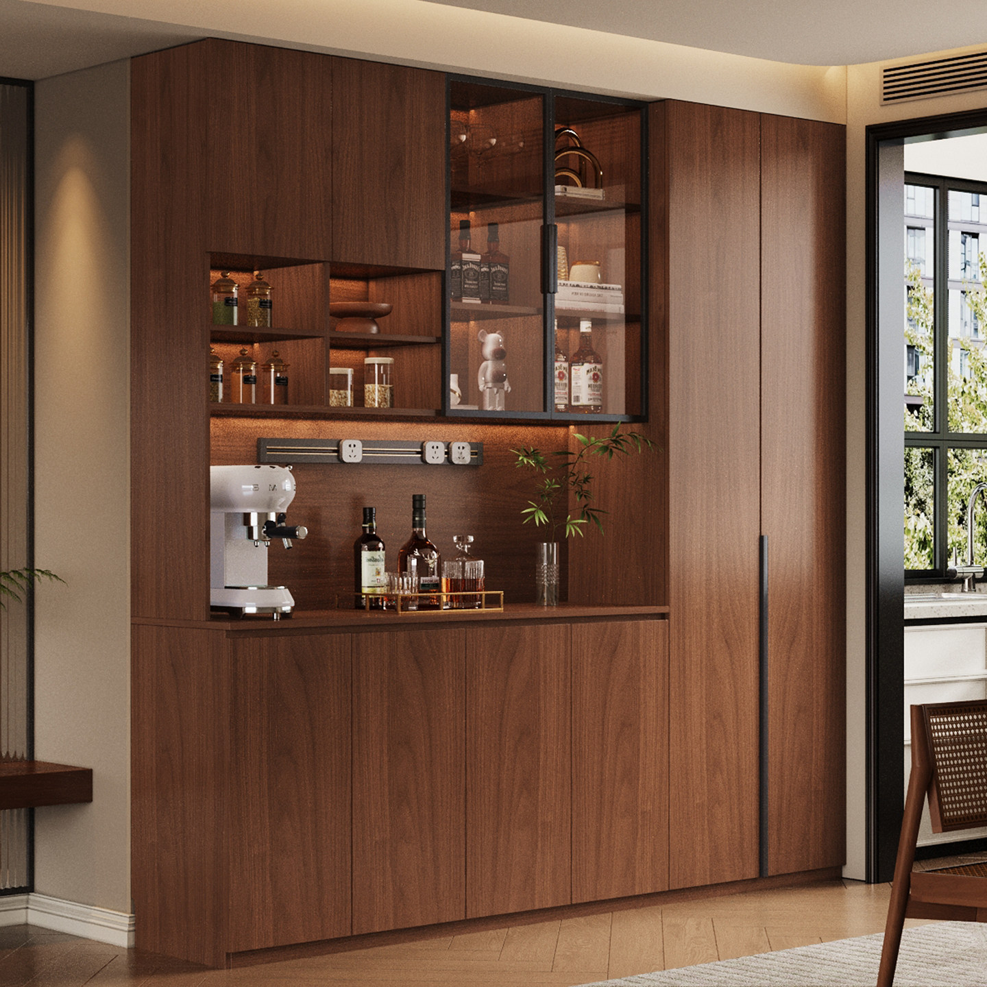 中古风全实木广东佛山定制厨房客厅储物一体靠墙酒柜餐边柜胡桃色,住宅家具,自由组合衣柜,淘宝优惠券,粉丝福利购,淘宝优惠卷