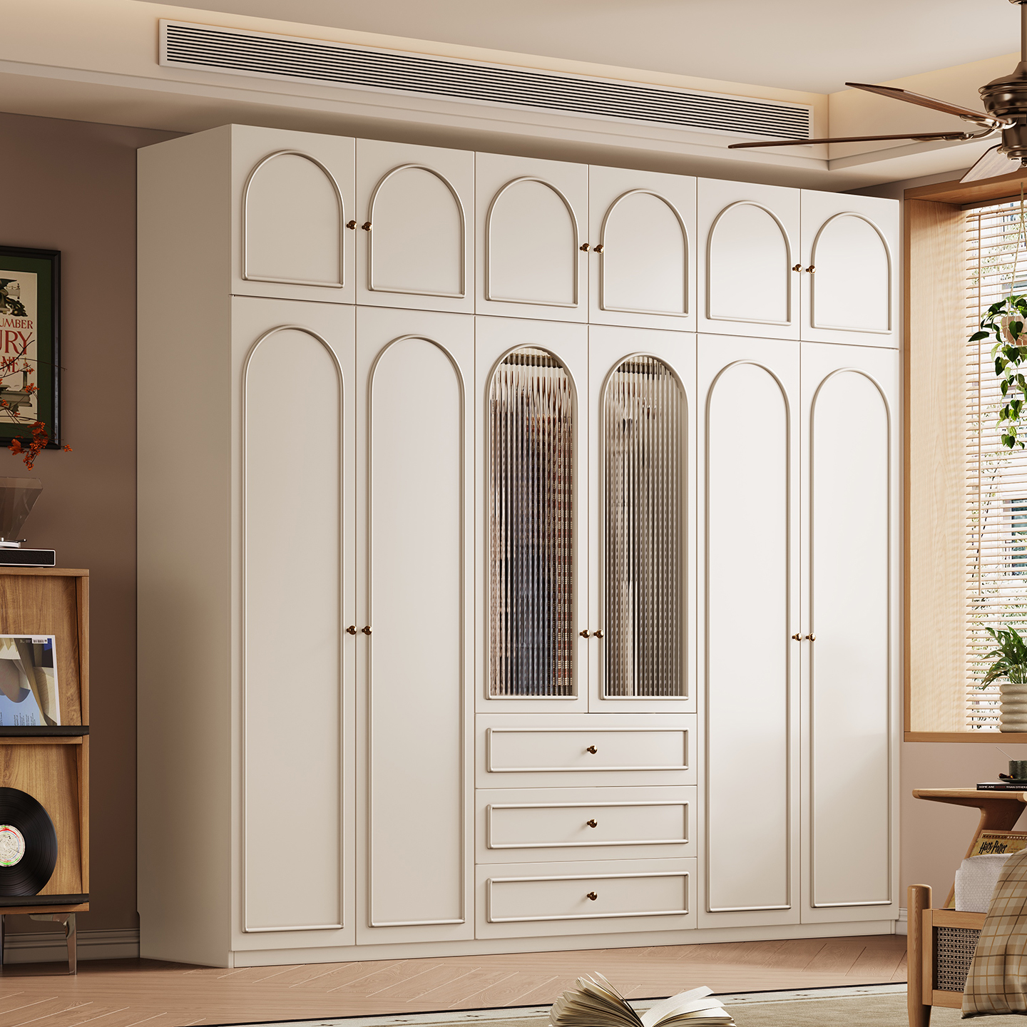 广东2025年新款藤编橡木家用卧室大小户型全实木衣柜衣橱一门到顶