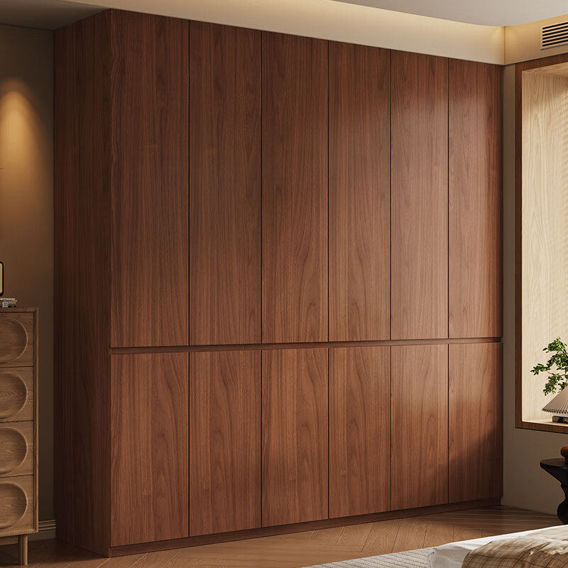 广东佛山工厂定制2025新款中古风全实木衣柜原木橡木衣橱家用卧室