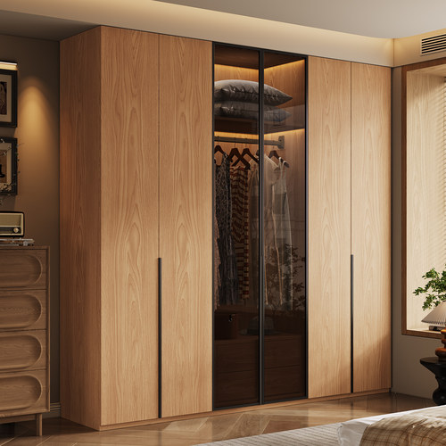 广东佛山工厂定制全实木衣柜原木风简约现代组合衣橱柜家用主卧室