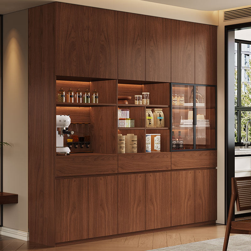 新中式全实木广东佛山工厂定制客厅储物一体靠墙酒柜餐边柜胡桃色,住宅家具,自由组合衣柜,淘宝优惠券,粉丝福利购,淘宝优惠卷