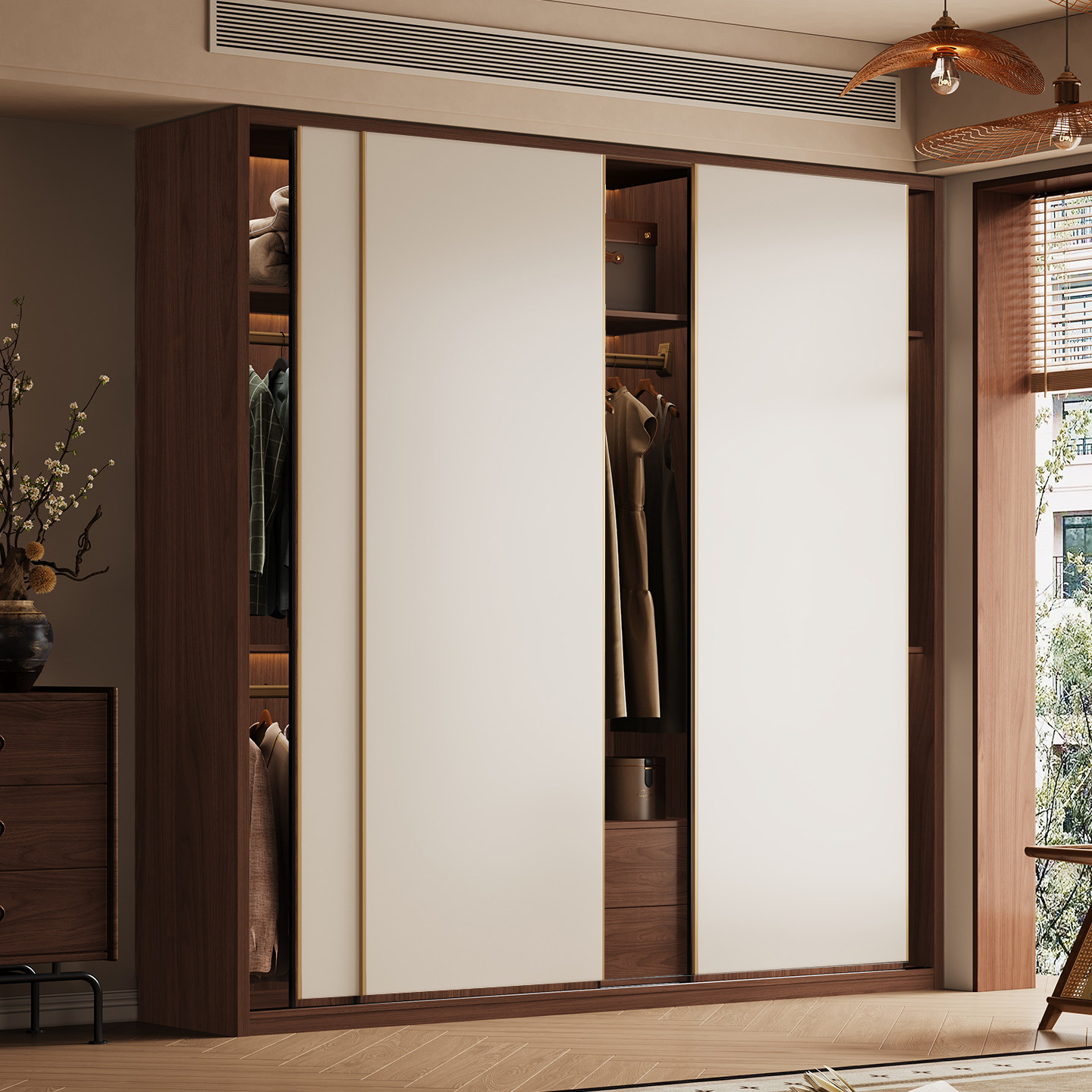 全实木衣柜白色奶油风家用卧室推拉门全实木小户型工厂定制衣柜,住宅家具,自由组合衣柜,淘宝优惠券,粉丝福利购,淘宝优惠卷