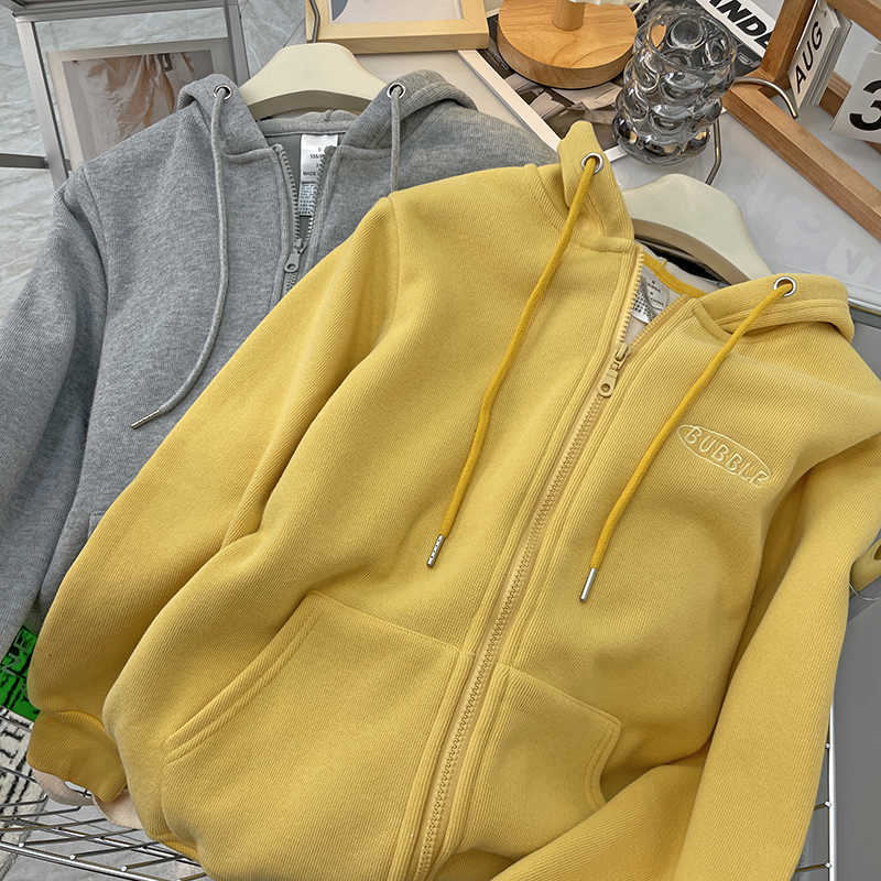 加绒宽松摇粒绒韩版拉链外套