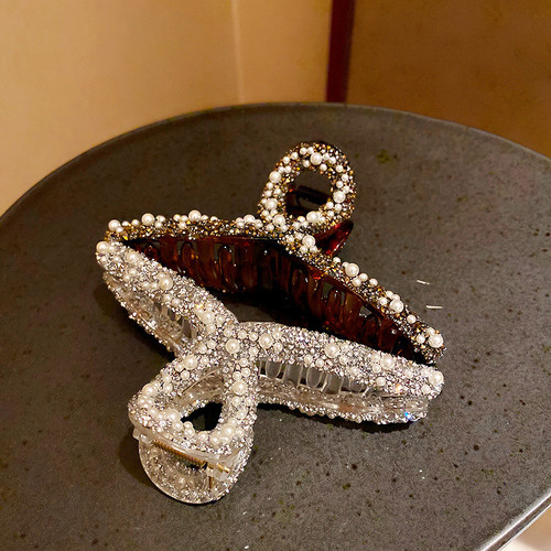 法式水钻珍珠发夹女后脑勺发卡